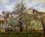 Писсарро Огород с цветущими деревьями весной в Понтуаз 1877г 